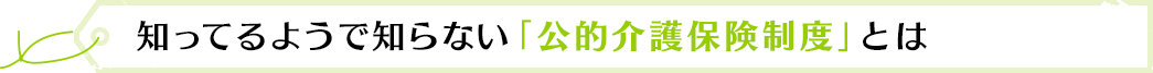 知ってるようで知らない「公的介護保険制度」とは